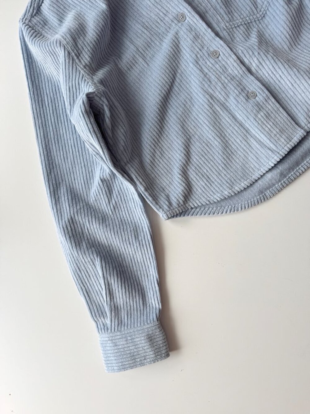 Aritzia SUNDAY BEST Dune Blue Cotton Corduroy Cropped Button Down Shirt, Size XS - Picture 8 of 11